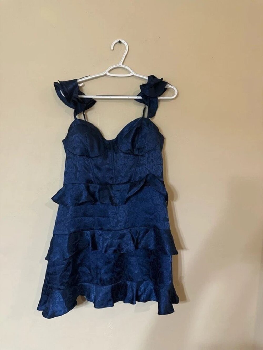 B Darlin Navy Ruffle Tiered Mini Dress